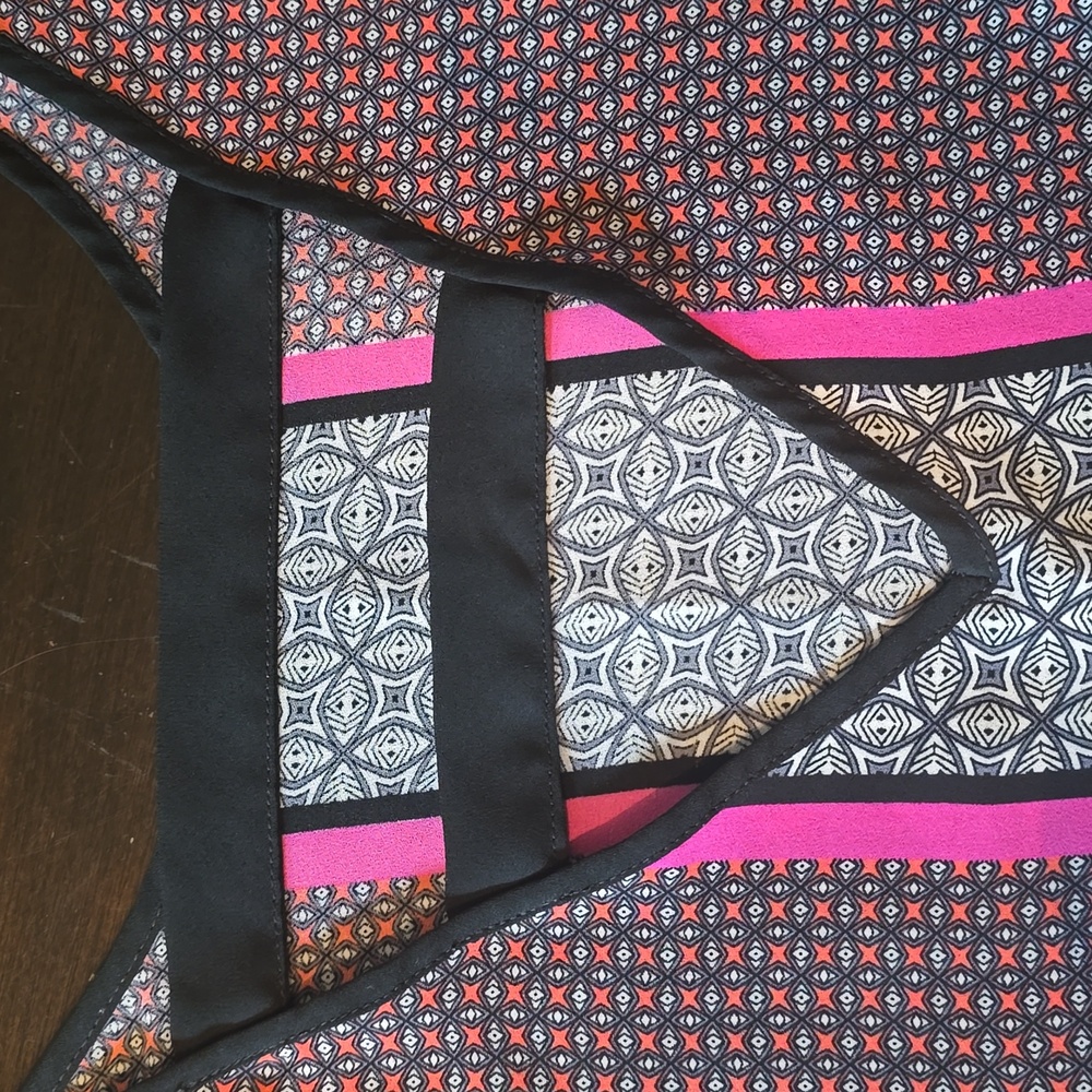 Zac & Rachel Flowy Bright Geometric Tank Top Blouse Large - Picture 6 of 6